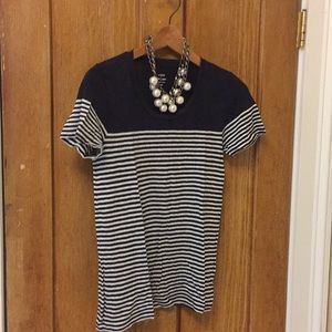 {jcrew} linen striped tee